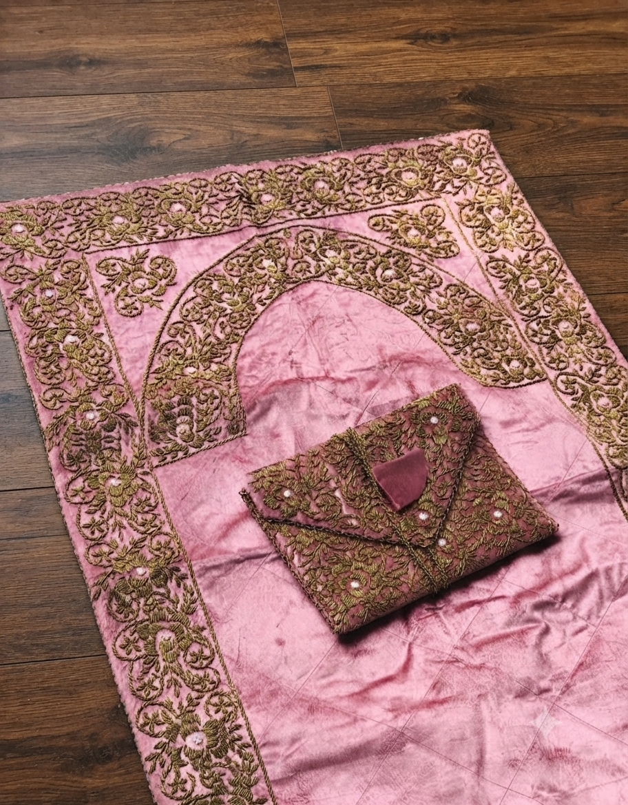 Pre Order_ 20 days making time_ Artisan Beaded Jaye Namaz – Handmade Prayer Mat_Half payment Advance