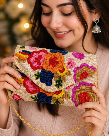 Khuwab Floral Evening Clutch