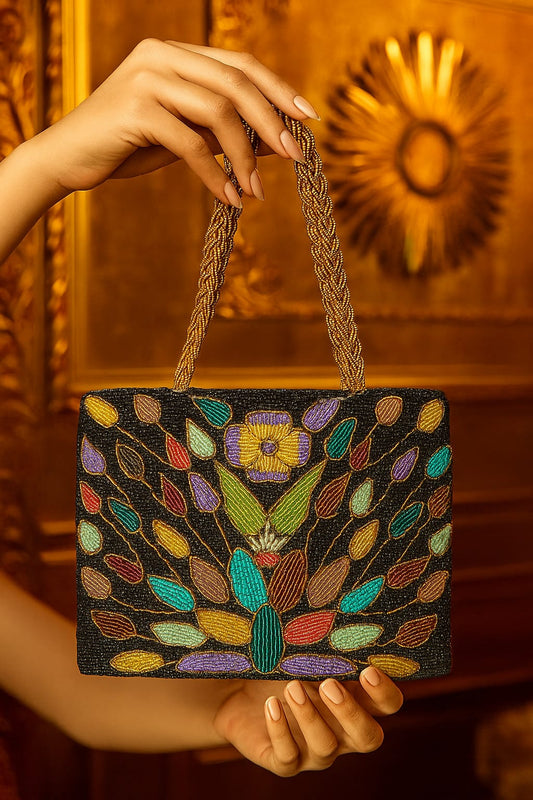 Handmade Embroidered Beaded purse – zipper