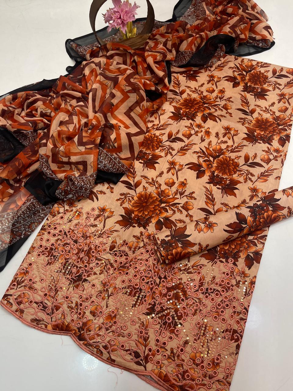 Premium Lawn 3-Piece Digital Embroidered Dress