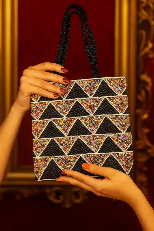 Handmade Embroidered Beaded Purse– Magnet Closure