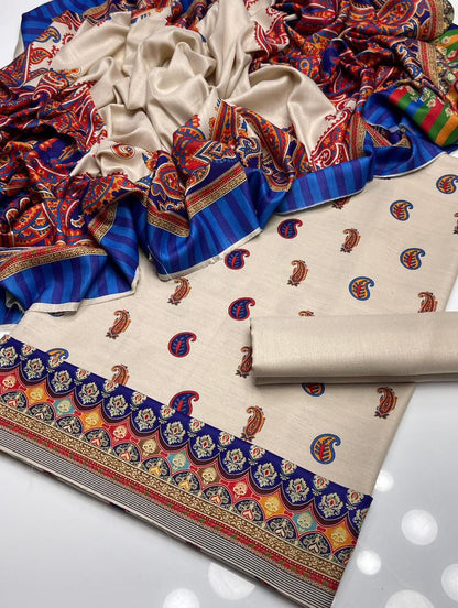 Pure Indian Pashmina Wool 74 Grade Kalamkari - 3 Piece