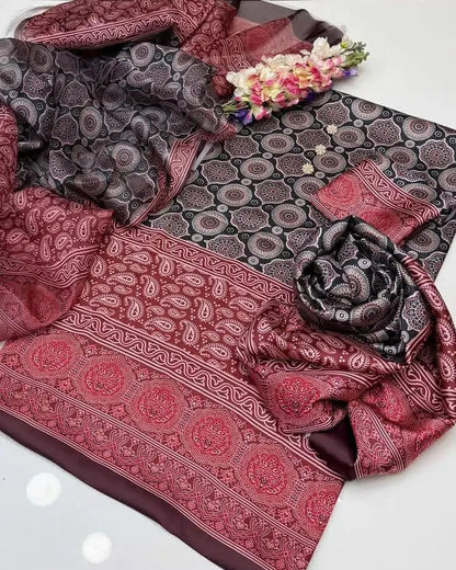 Ajrak Shamooz Silk - 3 piece