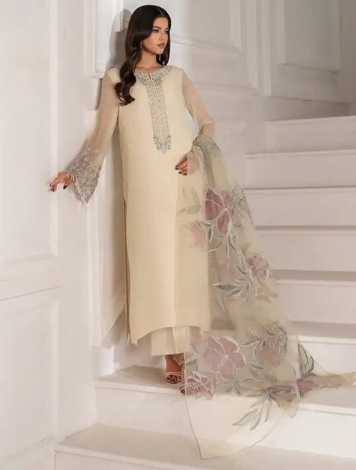 Iznik Brand Hit Cod Most Beautiful Handwork Adda Work Pure Organza - 2 piece