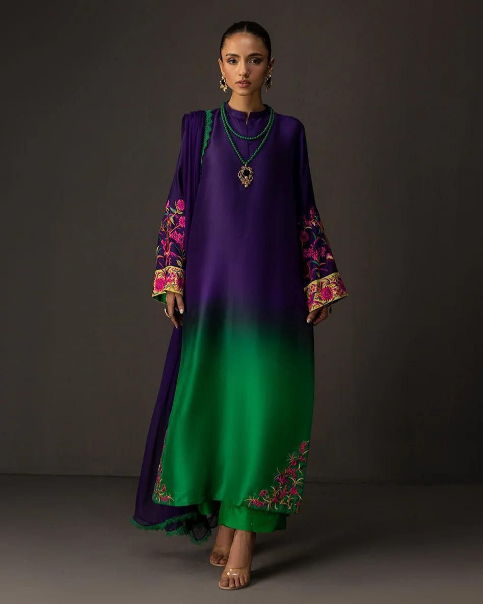 Shamoze Silk Digital Print-3 piece Dress with Dupatta