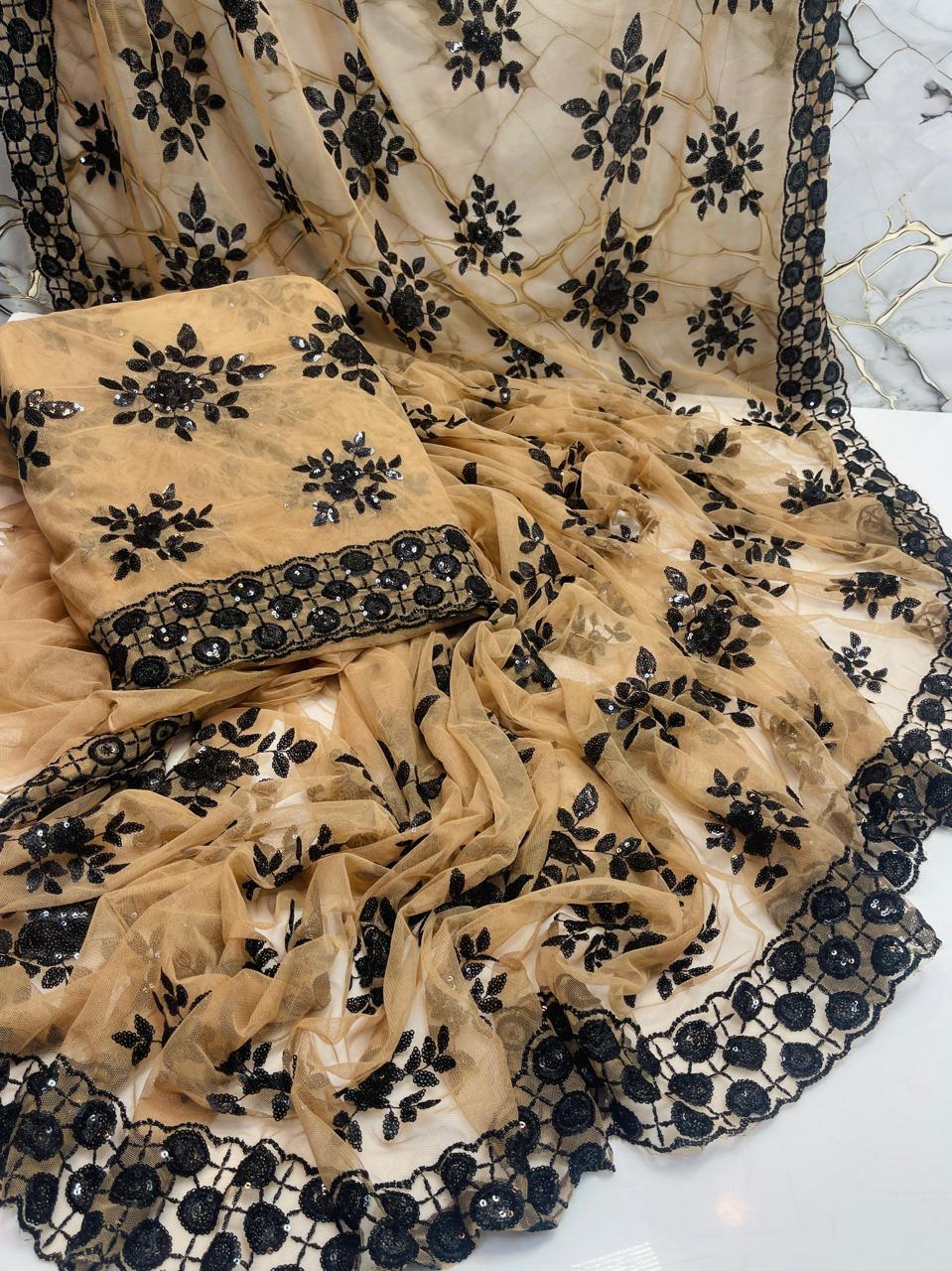 Sari 🥻 Soft net sequence Embroidered