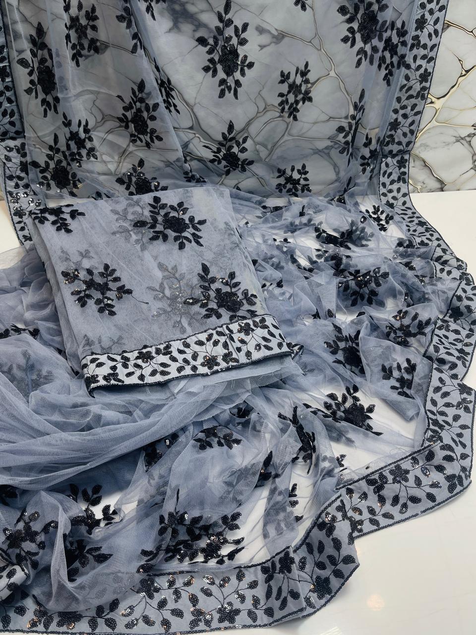 Sari 🥻 Soft net sequence Embroidered