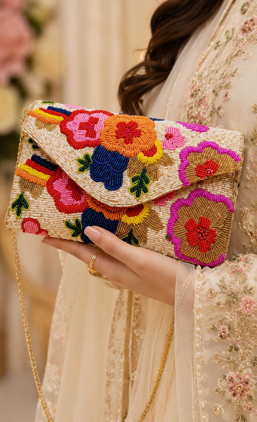 Khuwab Floral Evening Clutch