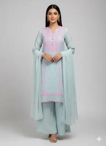 Hand embroidery Chiffon -2 piece