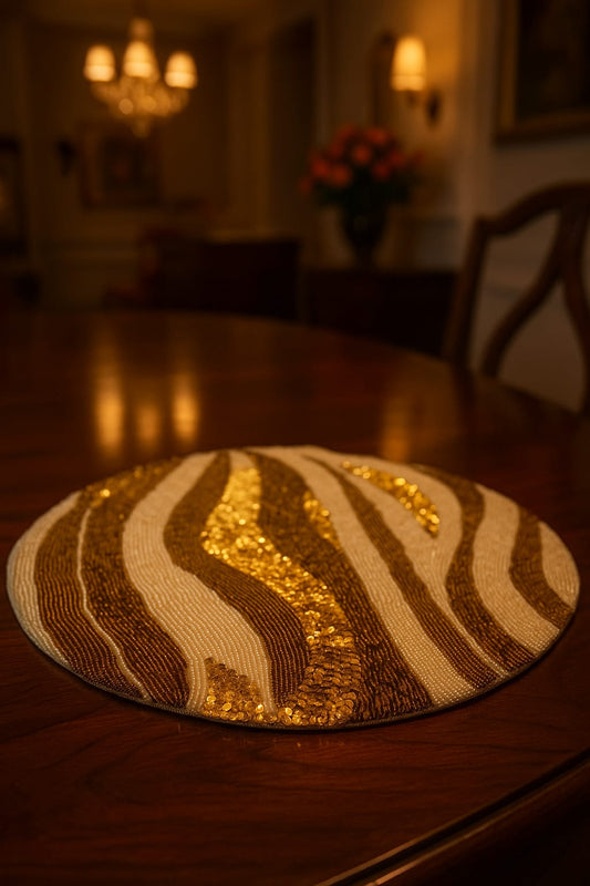 Artisan Beaded Table Mat – Handmade Home Accent