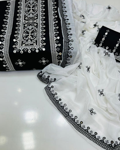 Cotton Embroidered 3 piece Suit