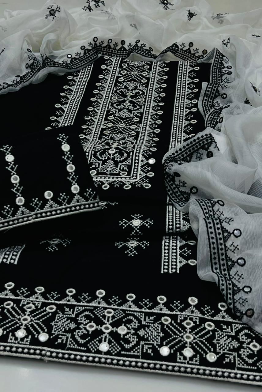 Cotton Embroidered 3 piece Suit