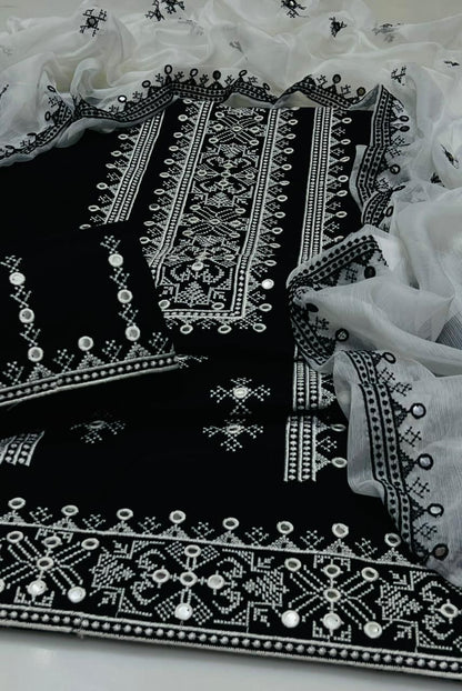 Cotton Embroidered 3 piece Suit
