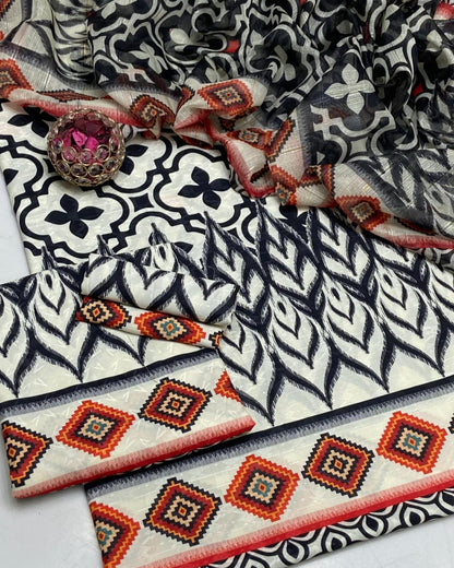 Swiss jacquard Lawn - 3 piece suit