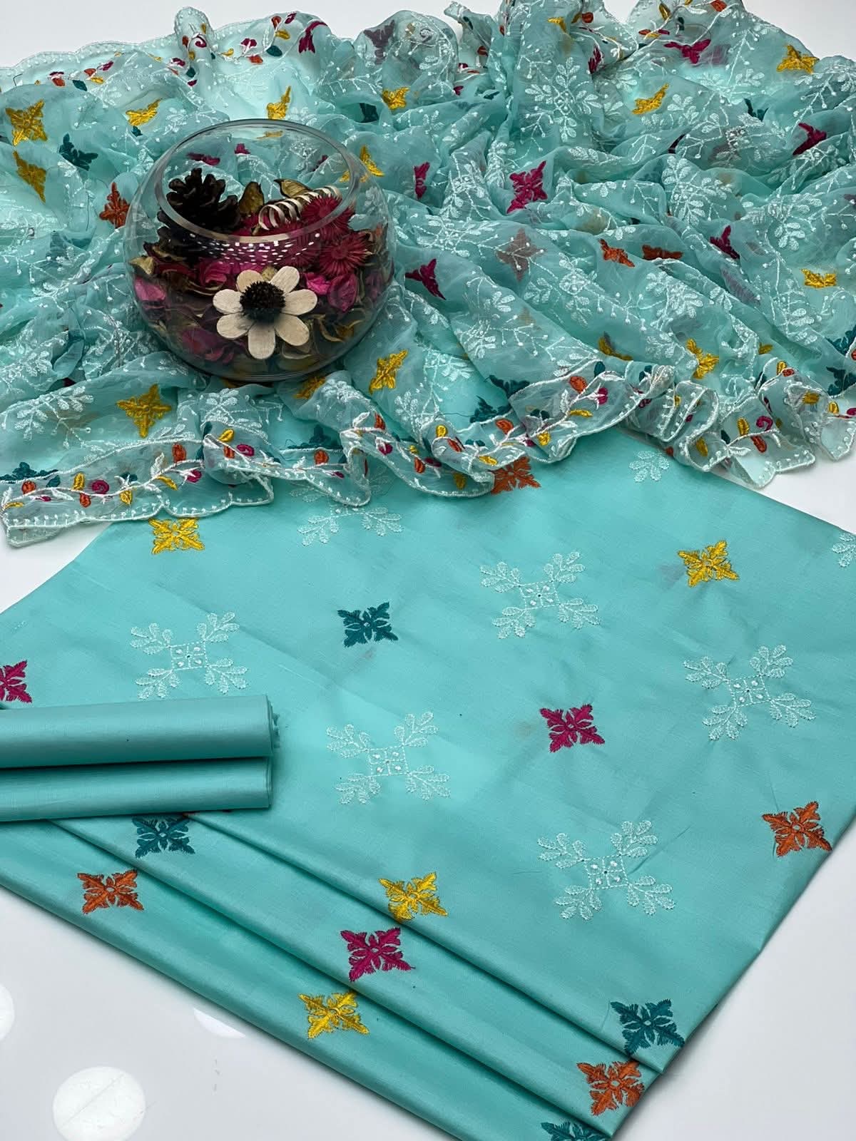 Noor-e-Jaal Lawn Phulkari Chiffon Dupatta - 3 piece