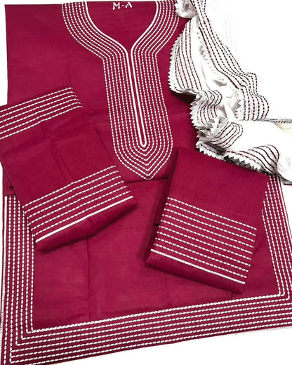 Royal Cotton Cross Stitch Premium Summer Wear - 3 Piece Suit