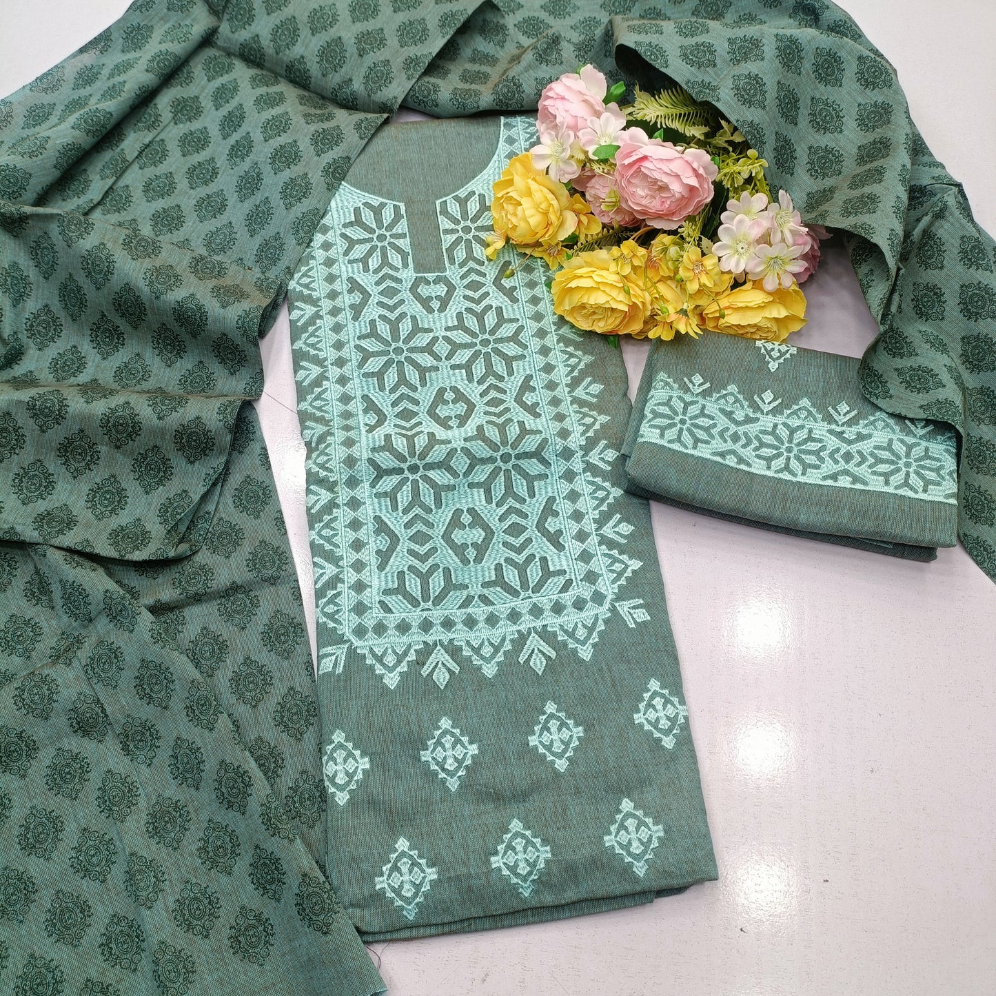 3pc-Emb khaddi cotton luxury