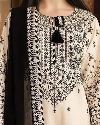 Cotton Embroidered suit -3 piece