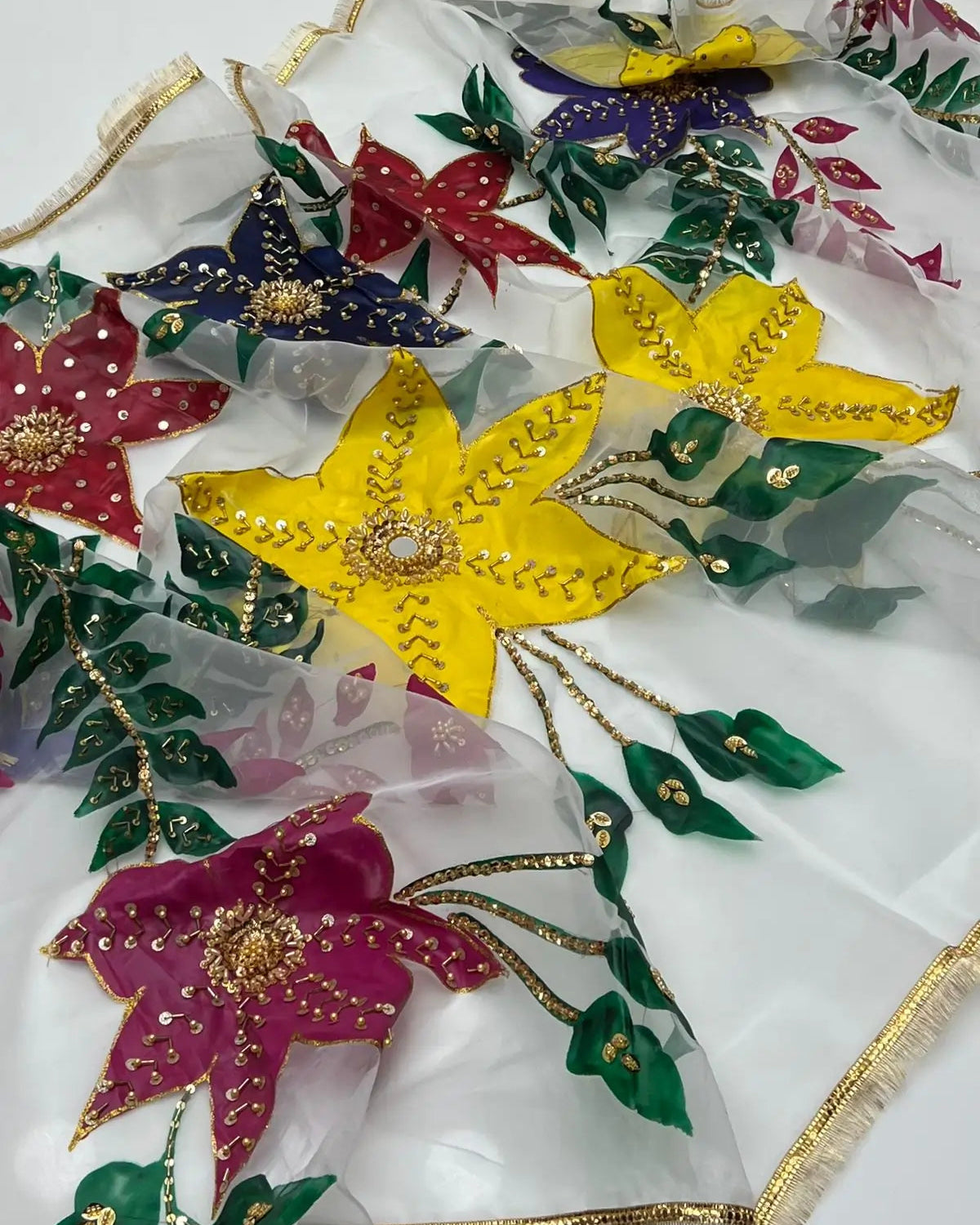 Designer Handpainted Organza Eid Dupatta – Indian Nagina Work