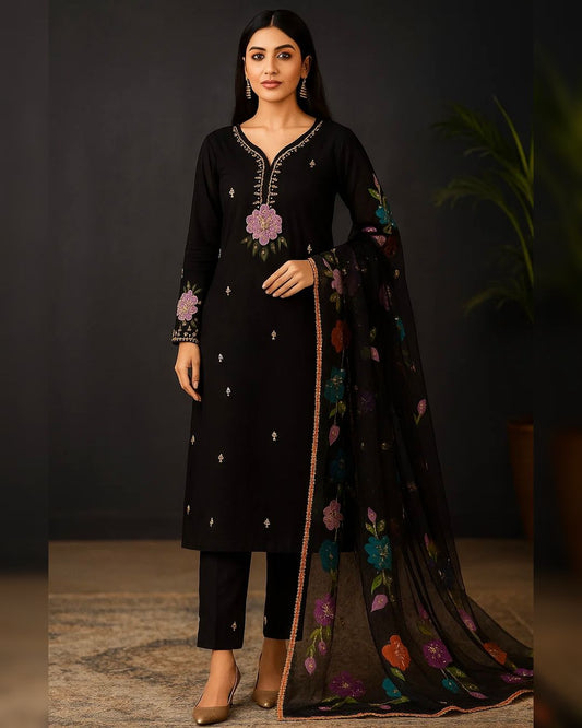 Handwork Stones & Beads Organza Dress | 2 Piece