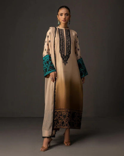 Shamoze Silk Digital Print-3 piece Dress with Dupatta