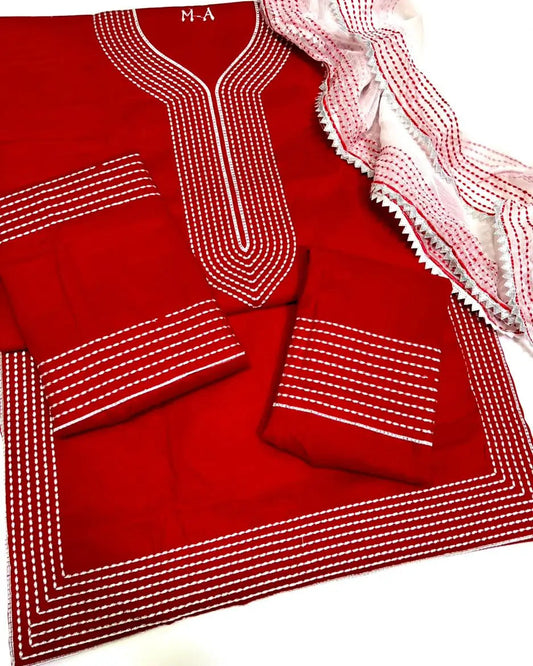 Royal Cotton Cross Stitch Premium Summer Wear - 3 Piece Suit