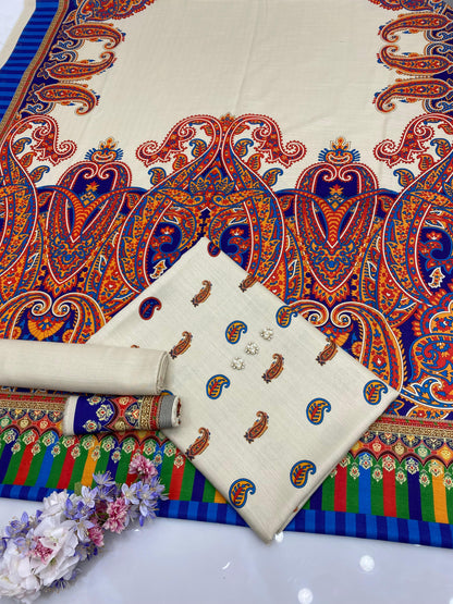Pure Indian Pashmina Wool 74 Grade Kalamkari - 3 Piece
