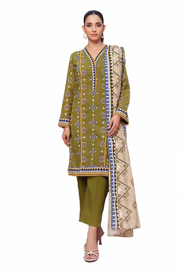 3 Piece Unstitched Printed Khaddar Suit SD-42131