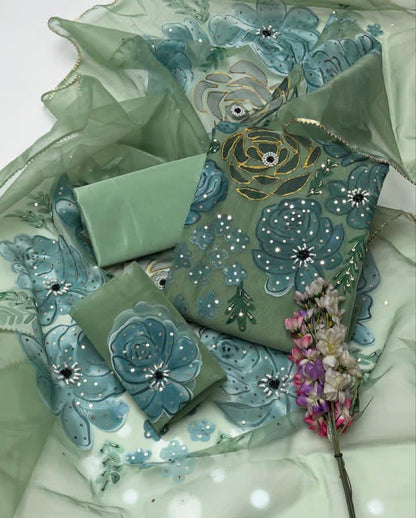Organza Hand Paint -3pc