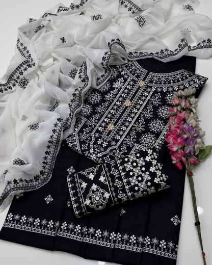 Cotton Embroidered suit -3 piece